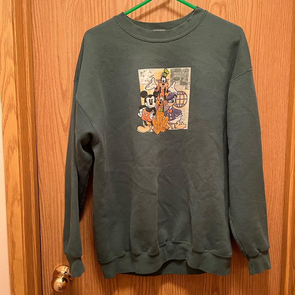Disney Dark Green Crewneck Sweatshirt with Classic Characters